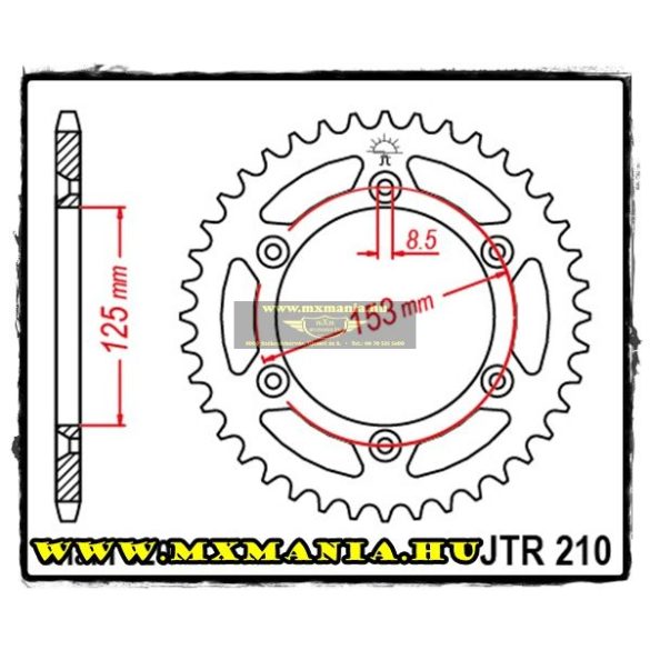 JT Sprockets hátsó lánckerék, 210, Honda OffRoad motorokhoz