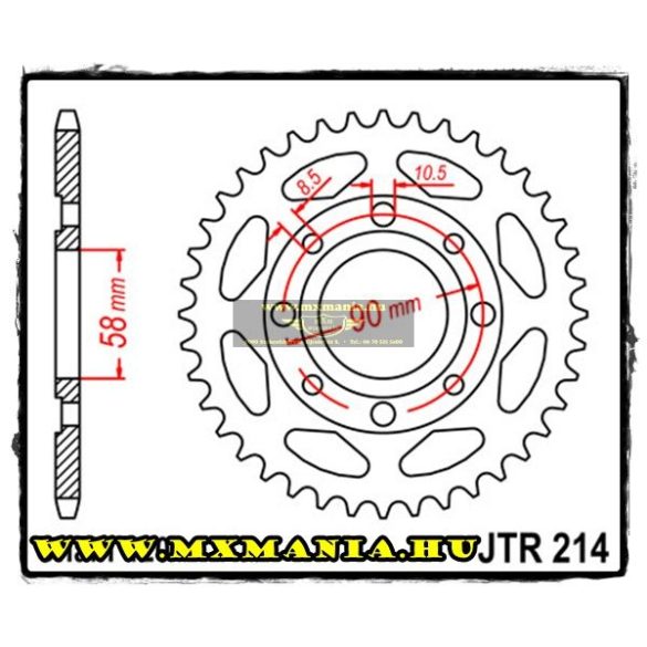 JT Sprockets hátsó lánckerék, 214, Honda MBX75