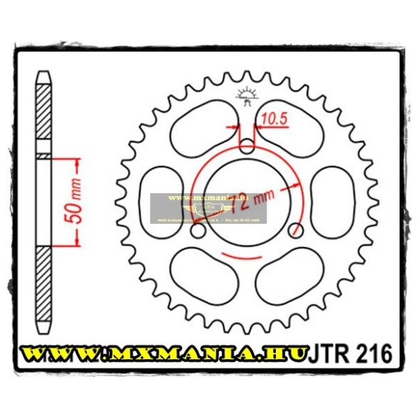 JT Sprockets hátsó lánckerék, 216,  Honda NSR