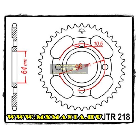 JT Sprockets hátsó lánckerék, 218, Honda CG125