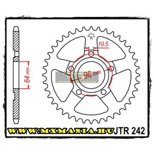 JT Sprockets hátsó lánckerék, 242, Honda XLR