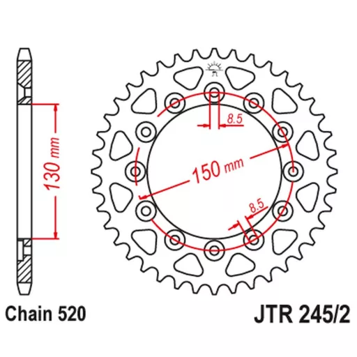Yamaha jt sprockets hátsó lánckerék, 245/2, Honda OffRoad, gilera, OffRoad