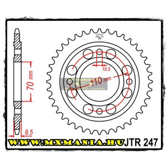 JT Sprockets hátsó lánckerék, 247, Honda CB/CM/CBX