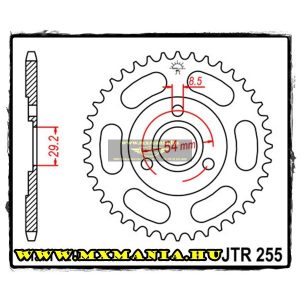 JT Sprockets hátsó lánckerék, 255, Honda Z50