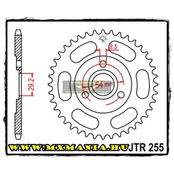 JT Sprockets hátsó lánckerék, 255, Honda Z50