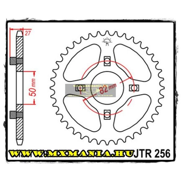 JT Sprockets hátsó lánckerék, 256, Honda ST/CY/AT/TRX/XL/ZB 