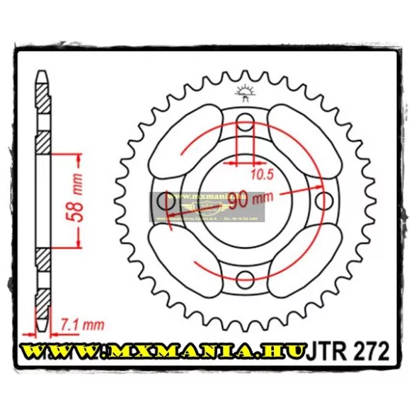 JT Sprockets hátsó lánckerék, 272, Honda Road CB250/NAS250 N