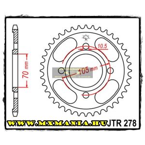 JT Sprockets hátsó lánckerék, 278, Honda CB/CJ