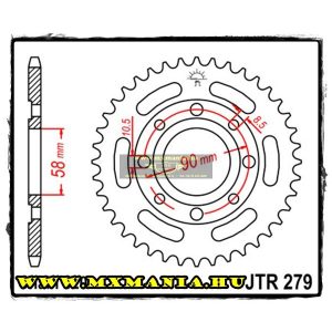 JT Sprockets hátsó lánckerék, 279, Honda utcai motorokhoz