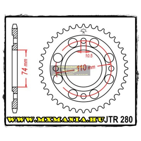 JT Sprockets hátsó lánckerék, 280, Honda Road CB500