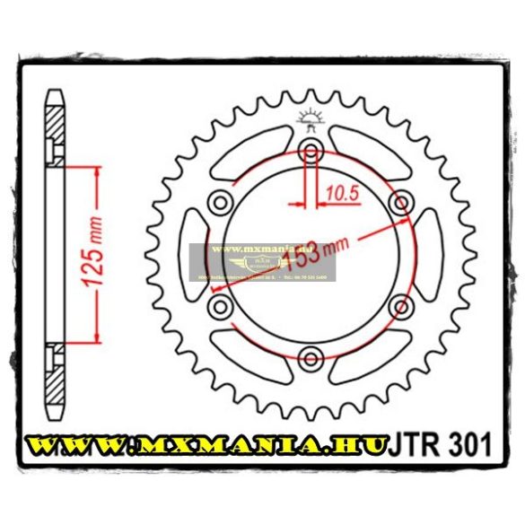 JT Sprockets hátsó lánckerék, 301, Honda CRF/XR/CRM