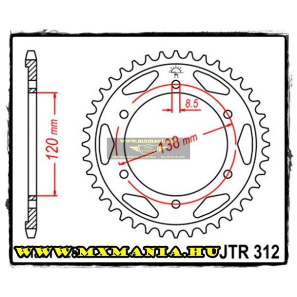 JT Sprockets hátsó lánckerék, 312, Honda Road RVF/VFR