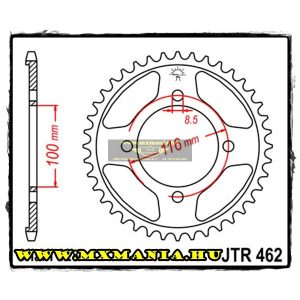 JT Sprockets hátsó lánckerék, 462, Kawasaki KX 80-100/KLX, Suzuki RM100