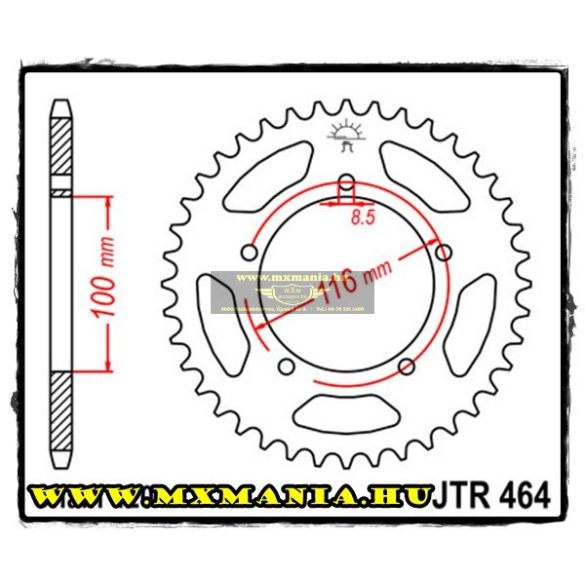 JT Sprockets hátsó lánckerék, 464, Kawasaki KX/KDX, Suzuki RM60