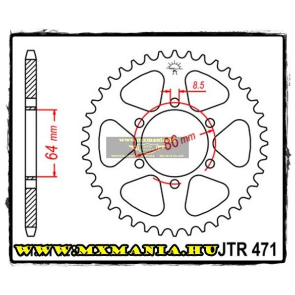 JT Sprockets hátsó lánckerék, 471, Kawasaki KE/KD