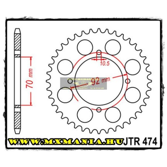 JT Sprockets hátsó lánckerék, 474, Kawasaki KH/S1 250