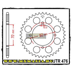 JT Sprockets hátsó lánckerék, 476, Kawasaki utcai motorokhoz