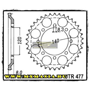 JT Sprockets hátsó lánckerék, 477, Kawasaki KL/KLR 600