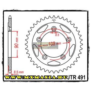 JT Sprockets hátsó lánckerék, 491, Ducati utcai motorokhoz