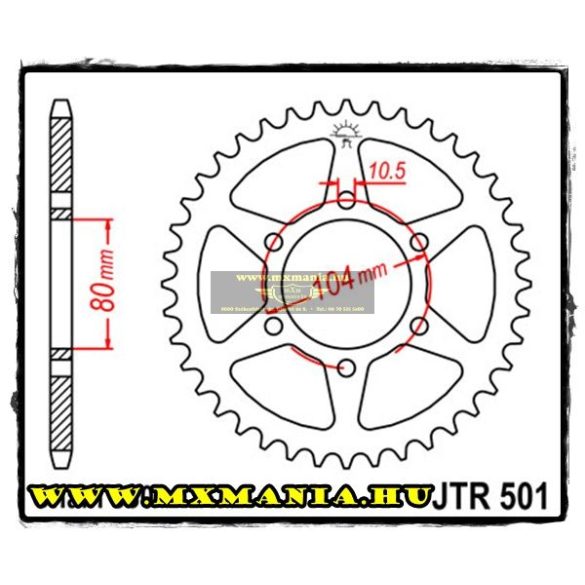 JT Sprockets hátsó lánckerék, 501, Kawasaki utcai motorokhoz