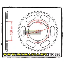   JT Sprockets hátsó lánckerék, 696, Cagiva/Aprilia utcai motorokhoz