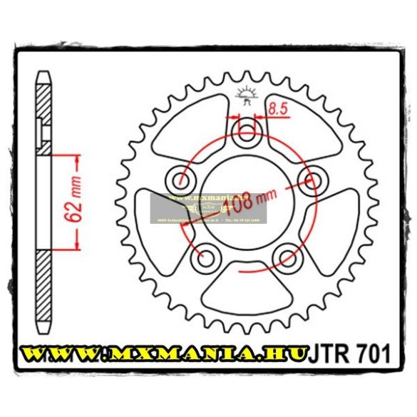 JT Sprockets hátsó lánckerék, 701, Cagiva/Aprilia 125