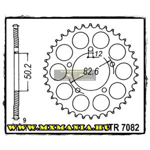 JT Sprockets hátsó lánckerék, 7082, Harley Davidson Road XLH