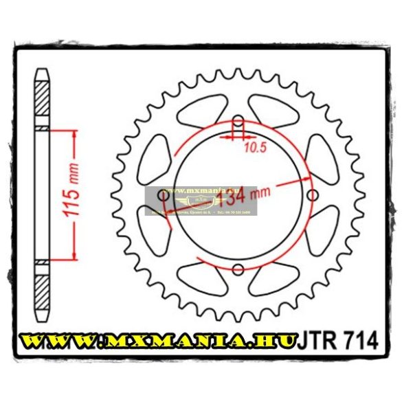 JT Sprockets hátsó lánckerék, 714, Cagiva Road 350 Elefant Paris Dakar