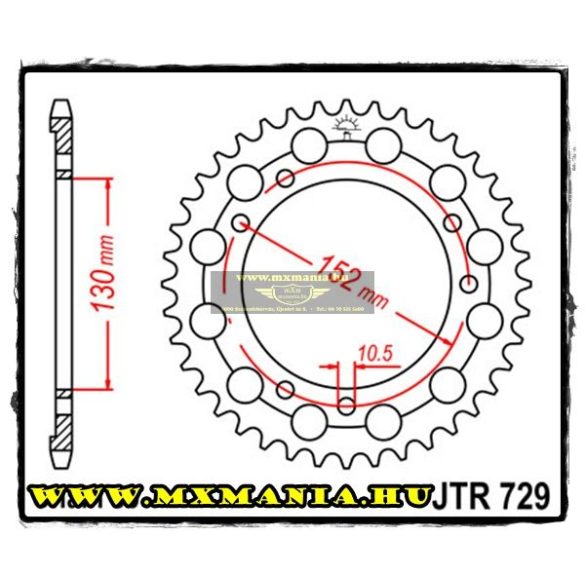 JT Sprockets hátsó lánckerék, 729, Cagiva Road 750-900