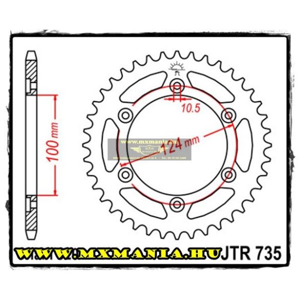 JT Sprockets hátsó lánckerék, 735, Ducati utcai motorokhoz