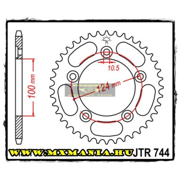 JT Sprockets hátsó lánckerék, 744, Ducati utcai motorokhoz