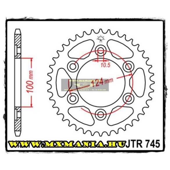 JT Sprockets hátsó lánckerék, 745, Ducati utcai motorokhoz