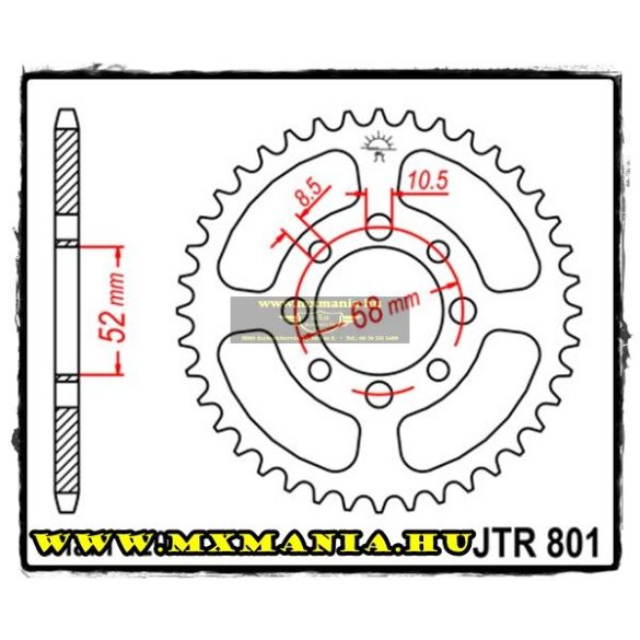 JT Sprockets hátsó lánckerék, 801, Suzuki és Kawasaki motorokhoz