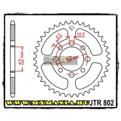   JT Sprockets hátsó lánckerék, 802, Suzuki/Kawasaki utcai motorokhoz
