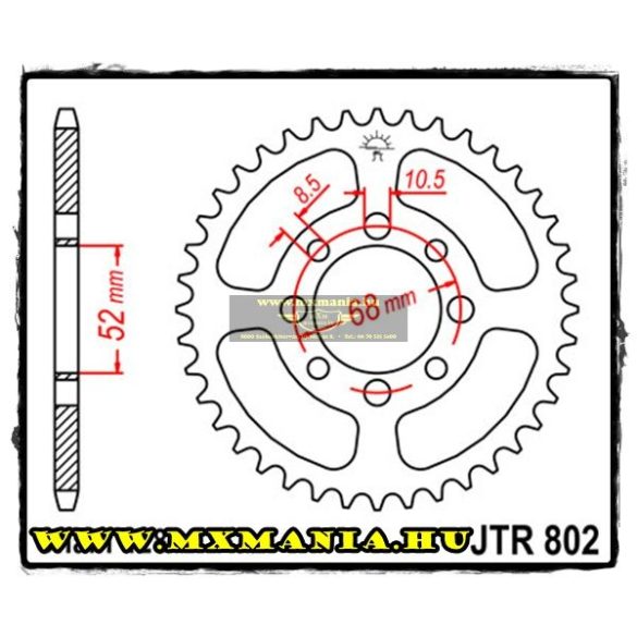 JT Sprockets hátsó lánckerék, 802, Suzuki/Kawasaki utcai motorokhoz