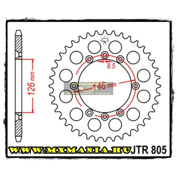 JT Sprockets hátsó lánckerék, 805, Suzuki DR/TSR/TSX/RM