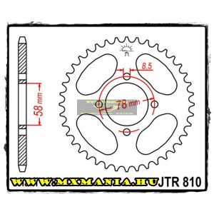 JT Sprockets hátsó lánckerék, 810, Suzuki, Kawasaki, Hmz, Hyosung