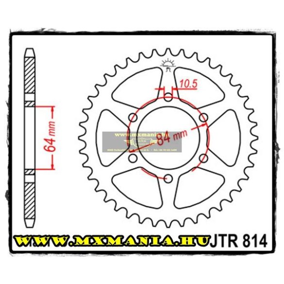 JT Sprockets hátsó lánckerék, 814, Suzuki GT/GS/GSX motorokhoz