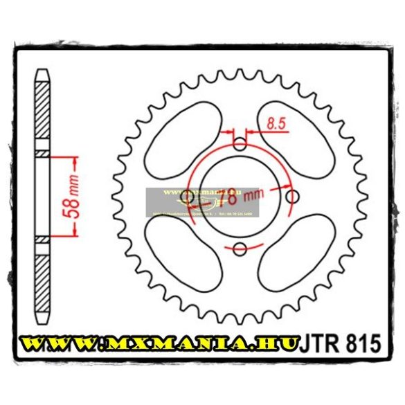 JT Sprockets hátsó lánckerék, 815, Suzuki GT185, GT/SB200