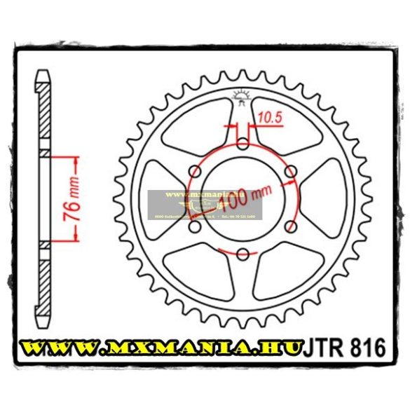 JT Sprockets hátsó lánckerék, 816, Suzuki utcai motorokhoz