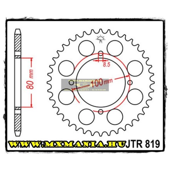 JT Sprockets hátsó lánckerék, 819, Suzuki RG/GS/GSX