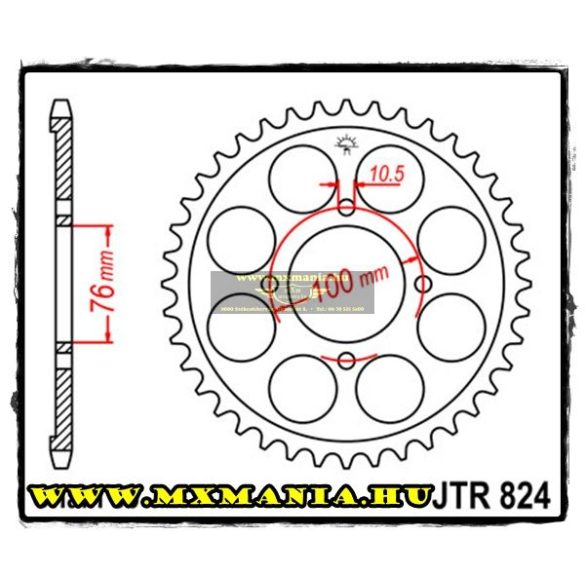 JT Sprockets hátsó lánckerék, 824, Suzuki RG500/GSX600F