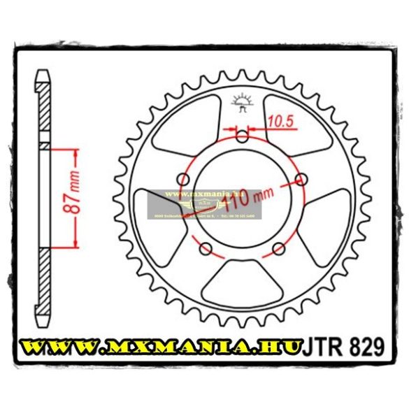 JT Sprockets hátsó lánckerék, 829, Suzuki utcai motorokhoz