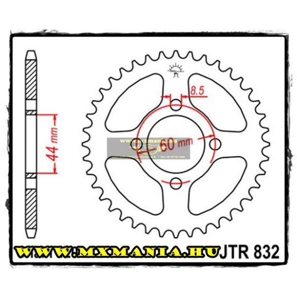 JT Sprockets hátsó lánckerék, 832, Yamaha utcai és offroad motorokhoz