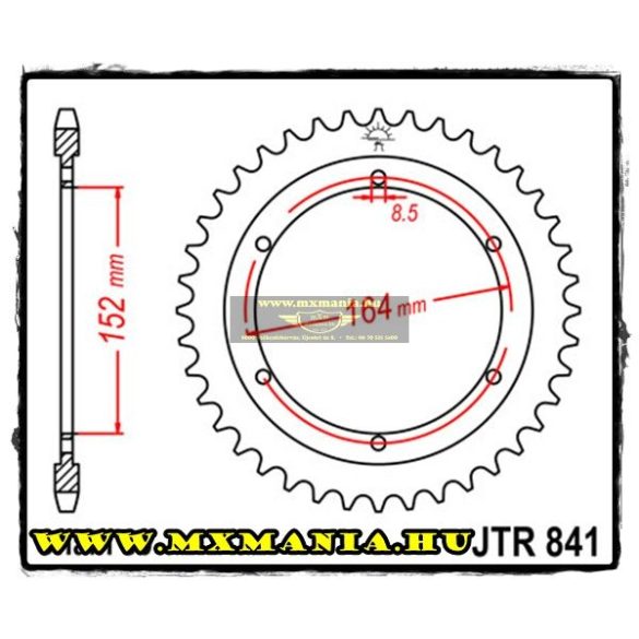 JT Sprockets hátsó lánckerék, 841, Yamaha SR/XT500