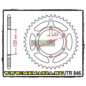 JT Sprockets hátsó lánckerék, 846, Yamaha utcai motorokhoz