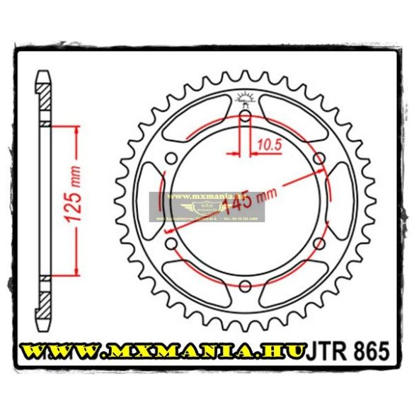 JT Sprockets hátsó lánckerék, 865, Yamaha FZ/FZX/FZR