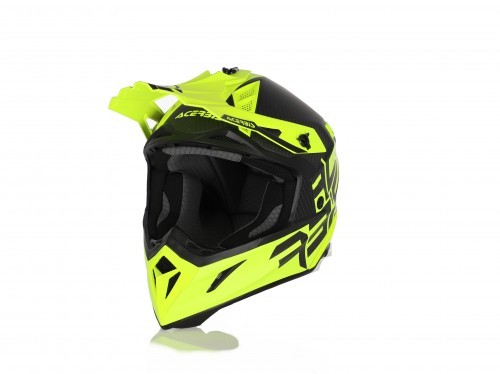 Image of Acerbis helmet Steel carbon fluo yellow-black szürke bukósisak
