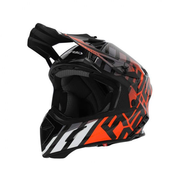 Image of Acerbis helmet steel carbon black-orange fluo yellow bukósisak