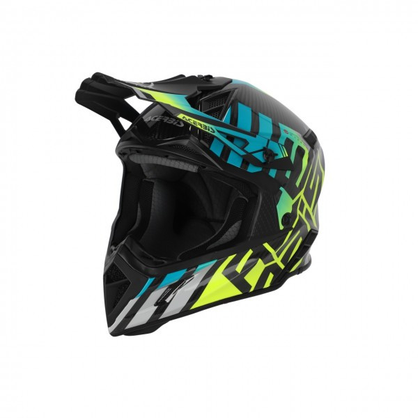 Image of Acerbis helmet steel carbon light blue-fluo yellow bukósisak